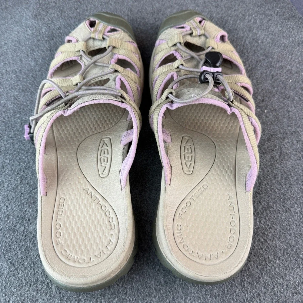 Keen Bali Strap Sandals Womens 8 Khaki/Lavender Waterproof Slide Shoes